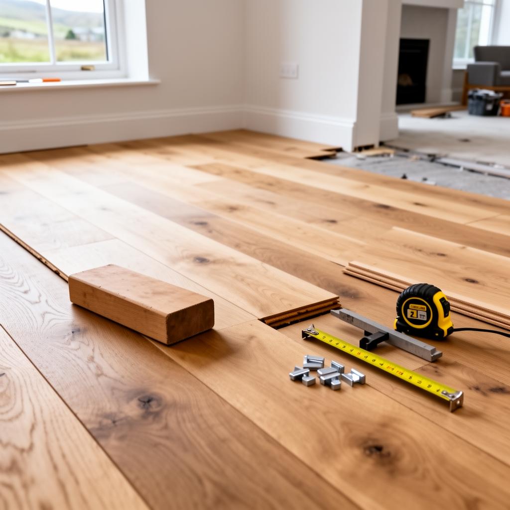 Our flooring fitter installing engineered oak in a Dunfermline home
